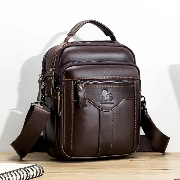 Tasche zum Quer-Umhängen Herren aus Leder mit Tragegriff