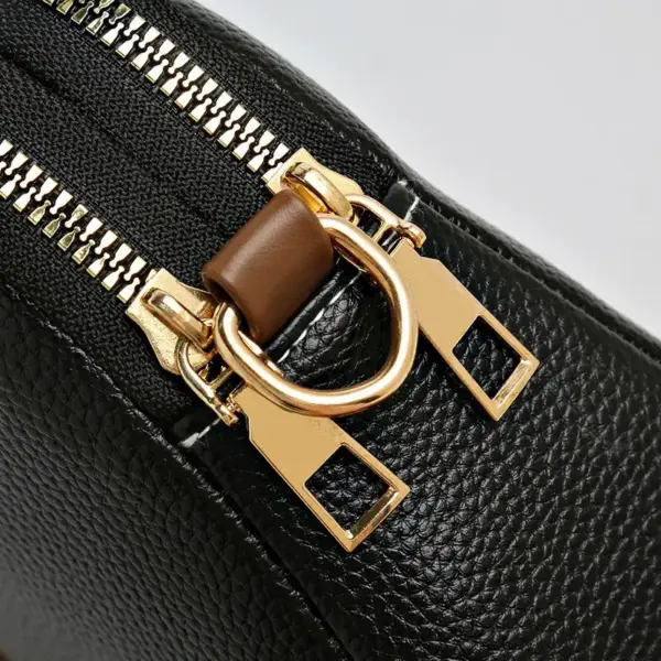 Herren Schultertasche Schwarz aus Leder mit Reißverschluss – Bild 2