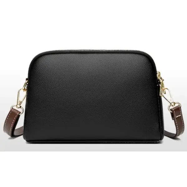 Schultertasche Damen aus Leder mit Reißverschluss und Zierlasche
