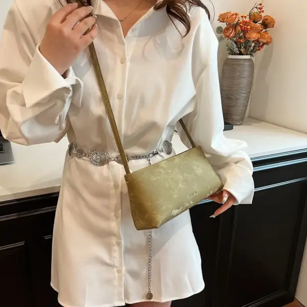 Kleine Schultertasche Damen im Baguette-Stil mit Henkel und Gurt