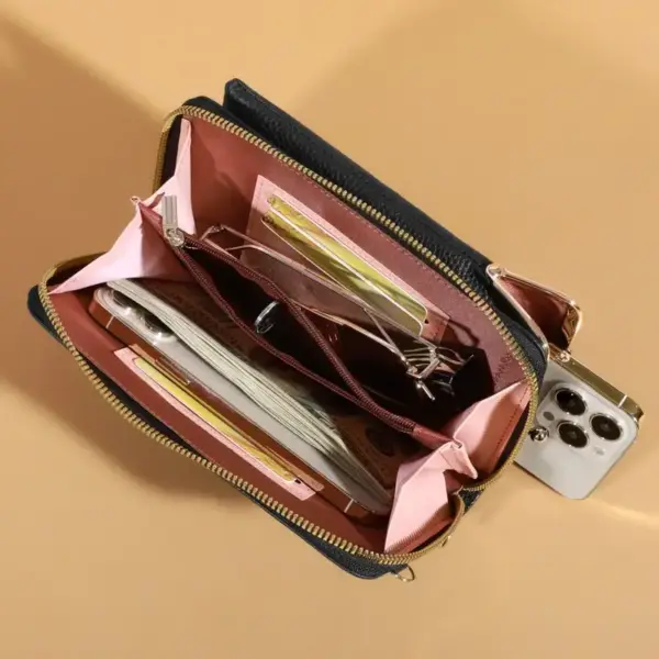 Handytasche zum Umhängen Grün mit Bügelverschluss – Bild 2