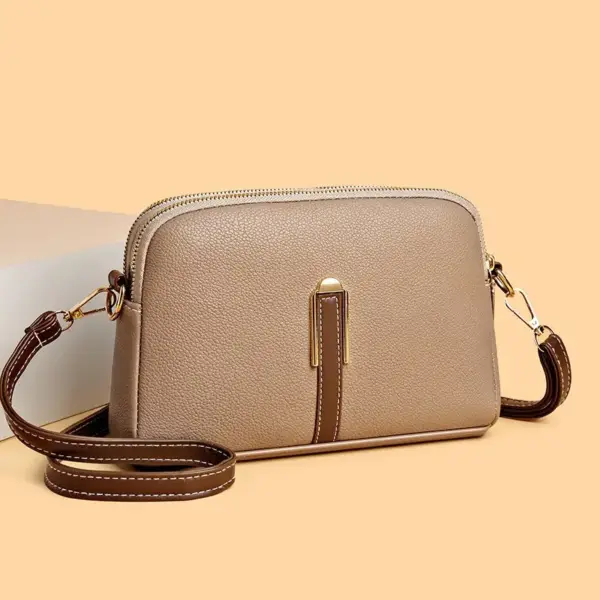 Herren Schultertasche Schwarz aus Leder mit Reißverschluss – Bild 3