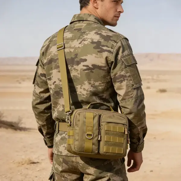 Umhängetasche mit vielen Fächern im Molle-Stil aus Nylon – Bild 2