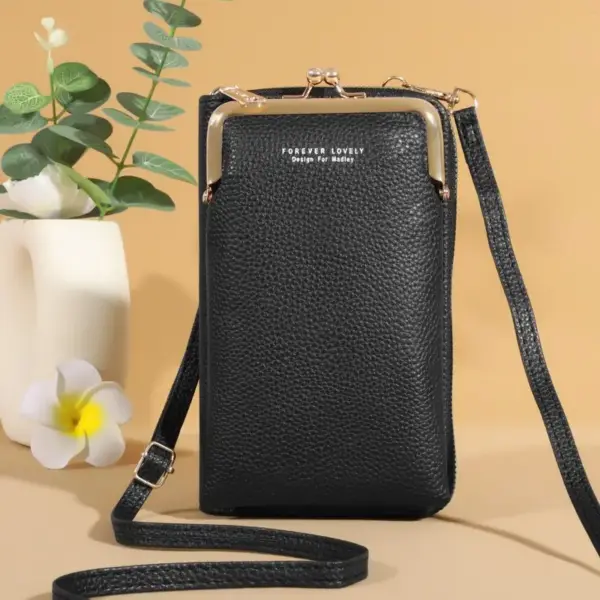 Handytasche zum Umhängen Grün mit Bügelverschluss – Bild 3