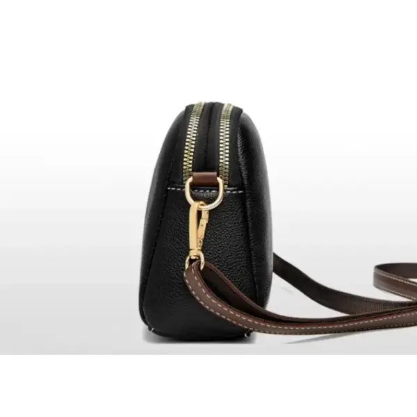 Schultertasche Damen aus Leder mit Reißverschluss und Zierlasche – Bild 3