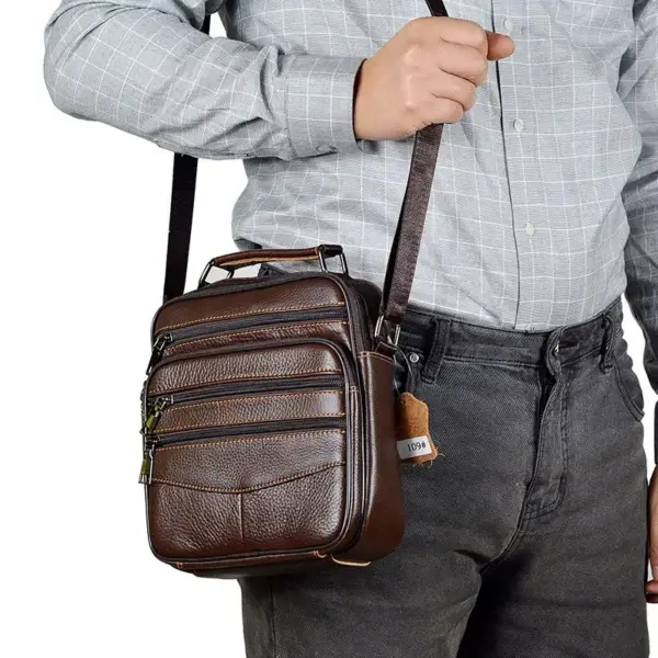 Crossbody Bag Herren aus Leder mit vielen Taschen – Bild 4