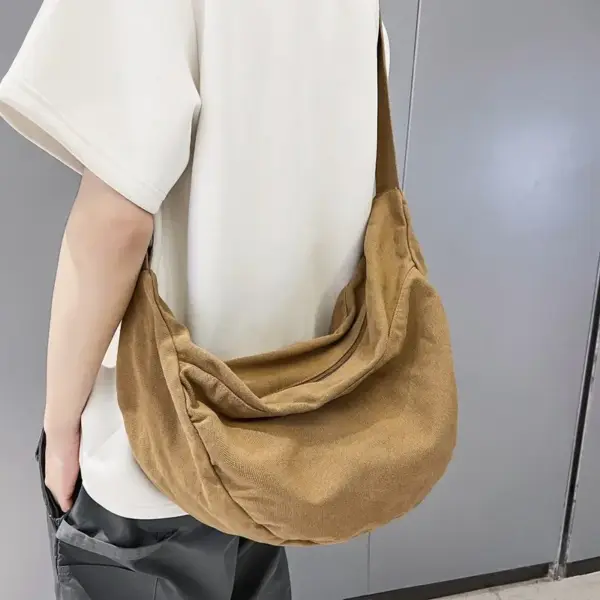 Herren Schultertasche groß aus Canvas mit Reißverschluss – Bild 3