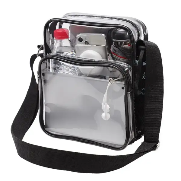 Transparente Schultertasche Damen mit vielen Fächern aus PVC – Bild 2