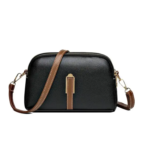 Herren Schultertasche Schwarz aus Leder mit Reißverschluss – Bild 5