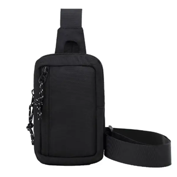 Schwarze Schultertasche Damen im Sling-Stil mit Netzrücken – Bild 5