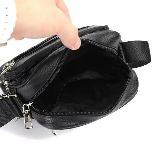 Handtasche mit Umhängegurt Herren aus Leder, Reißverschlussfächer – Bild 5