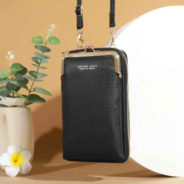Handytasche zum Umhängen Grün mit Bügelverschluss – Bild 5