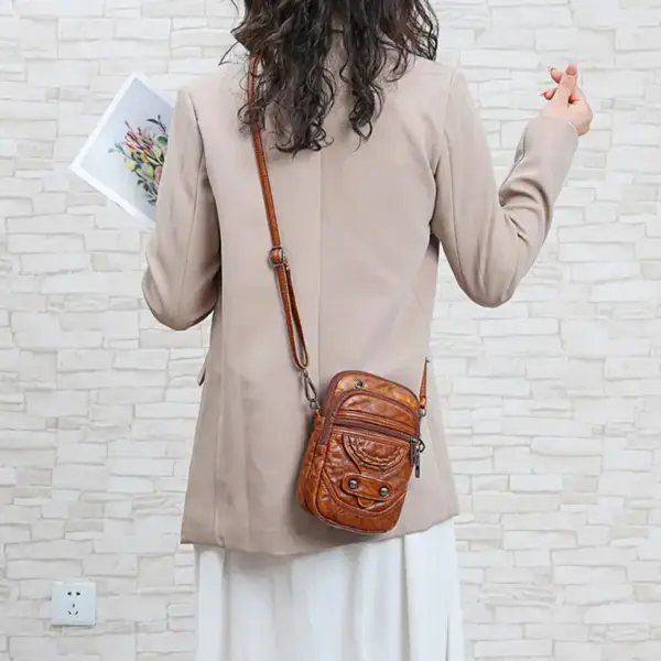 Handytasche Damen zum Umhängen mit Reißverschlussfächern – Bild 4