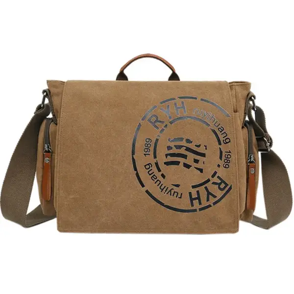 Crossbody Bag aus Canvas im Biker-Stil mit Klappe und Taschen – Bild 4